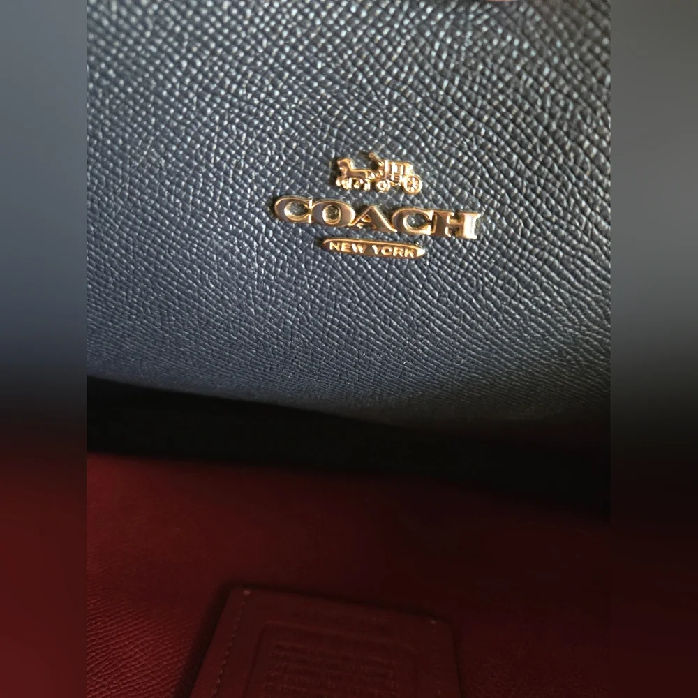 Coach Mollie Leather Tote Gray With Red Interior - Picture 11 of 16